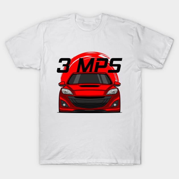 Front Red 3 MPS Mazdaspeed3 T-Shirt by GoldenTuners